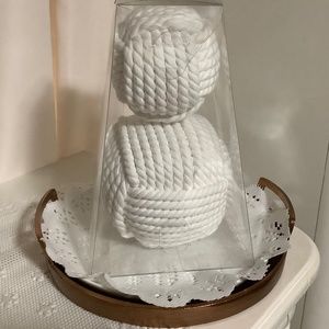 Monkey Fist Rope Balls • Set of 2 • New in package White • Nautical Theme Decor